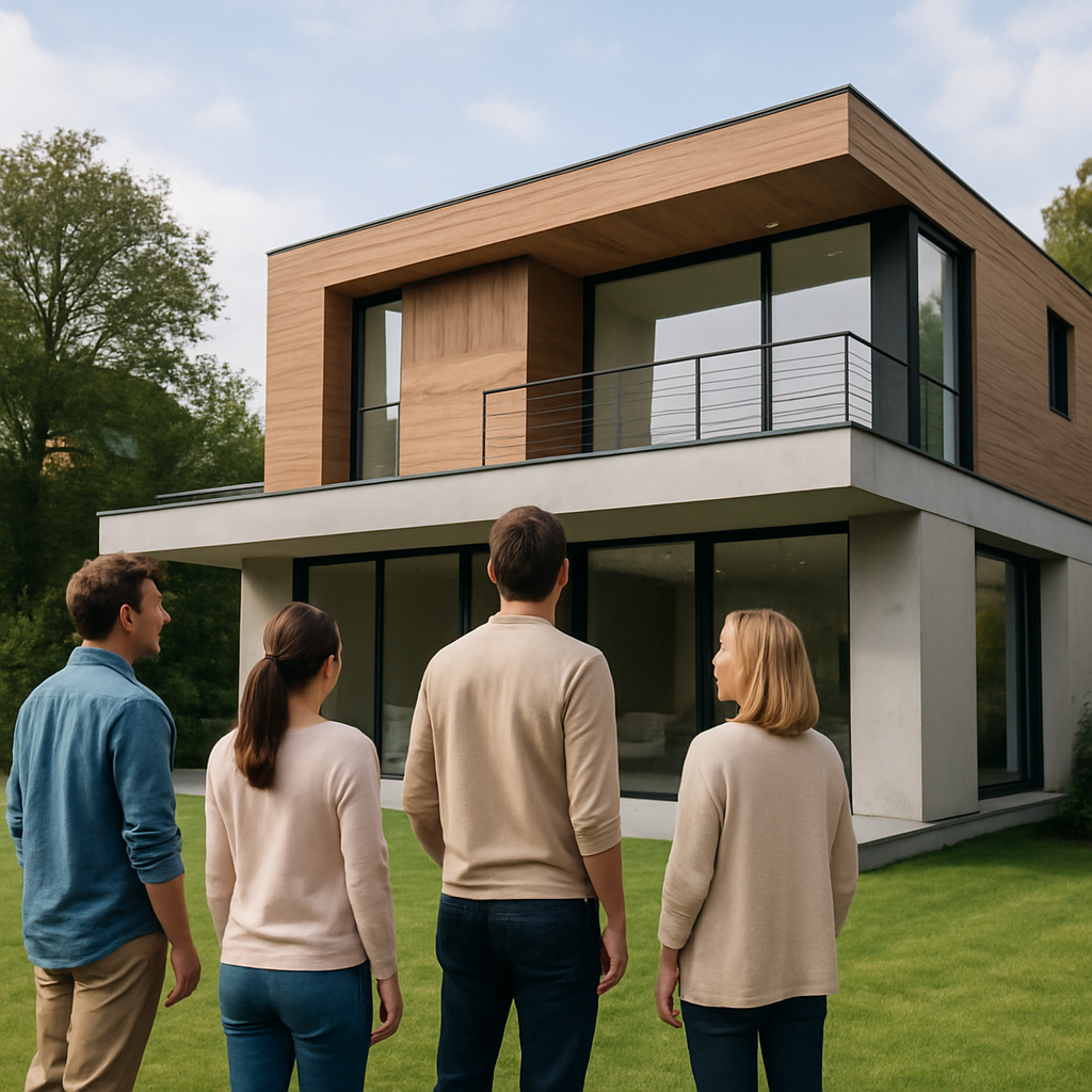 people looking at a modern house-1 people looking at a modern house-1